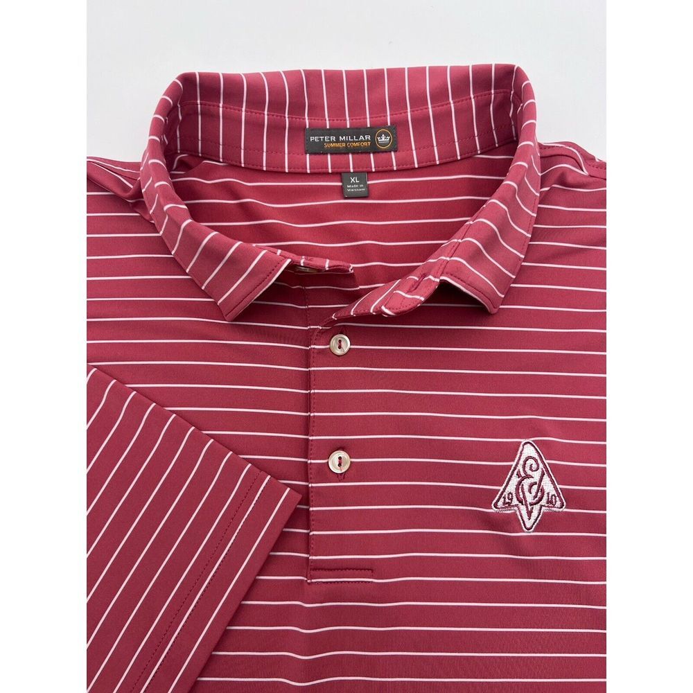Peter Millar Summer Comfort Mens XL Polo Shirt Salmon Coral Striped Short Sleeve